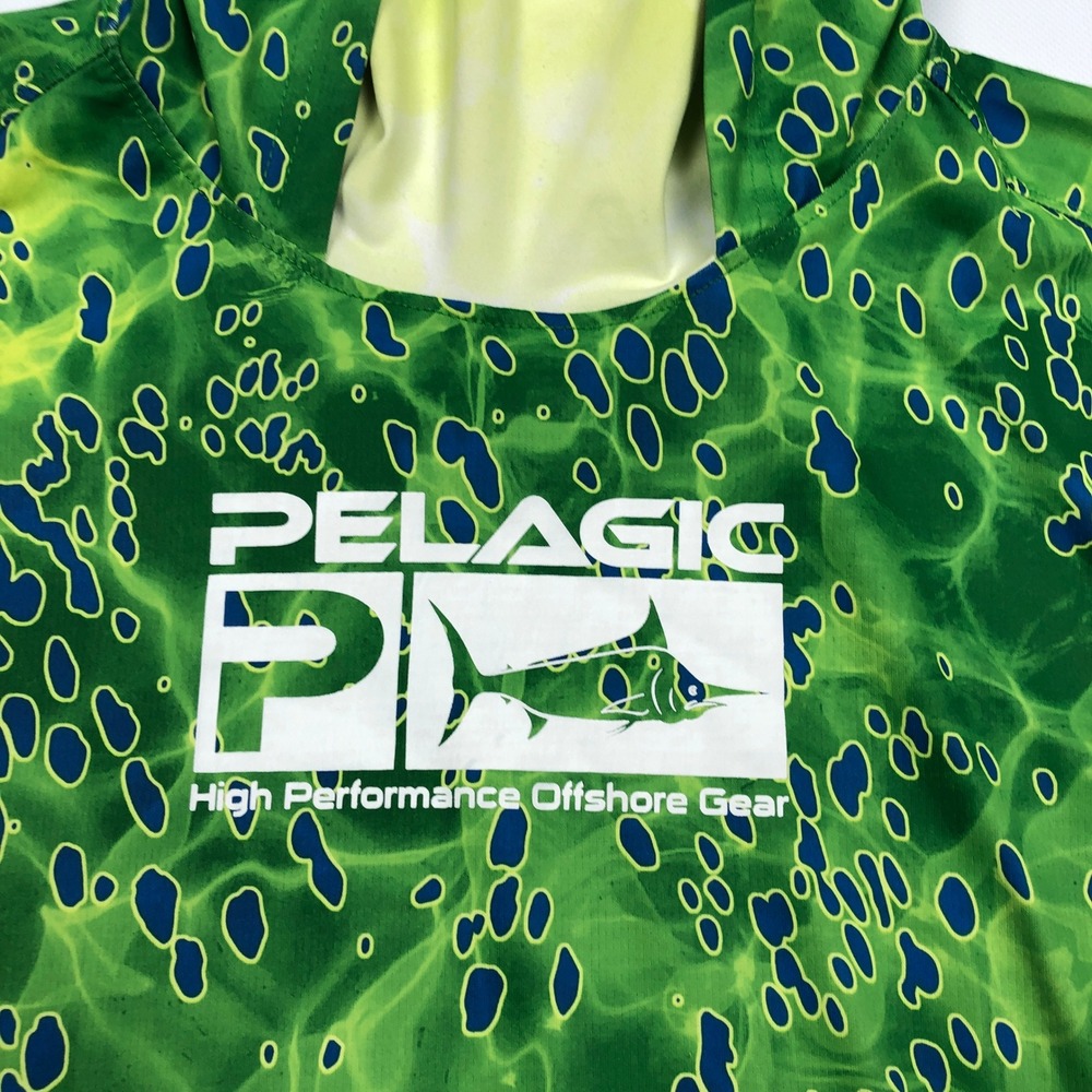 Pelagic Exo-Tech Fishing Hoodie Mens XL Green Mahi Mahi Sun Shirt UPF 50+ - Picture 3 of 10